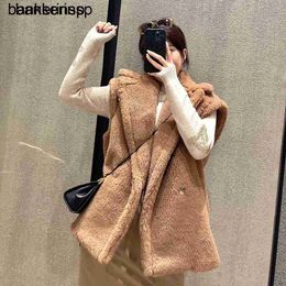 Alpaca Coat Maxmaras Wool Coat Same Material MaxMara/MaxMara Kam Shoulder Vest Women's Mid length Vest