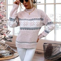 Women's Sweaters Christmas Snowflake Sweater Turtleneck Vintage Holiday Knit Pullover