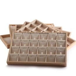 Arrivals Wood Jewelry Display Tray Necklace Ring Earring Stand Holder Pendants Organizer Bracelet Showcase Pouches Bags3056