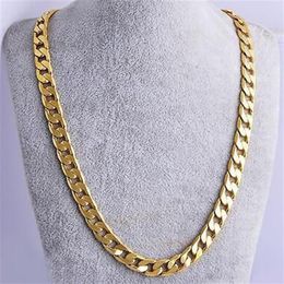 Real 18k yellow gold filled mens necklace 23 6 Chain Set Birthday Gift2685