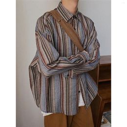 Men's Casual Shirts Autumn Cityboy Loose Japanese Retro Vertical Striped Shirt For Men And Women Long Sleeve Lapel Fashion Designer Jacket