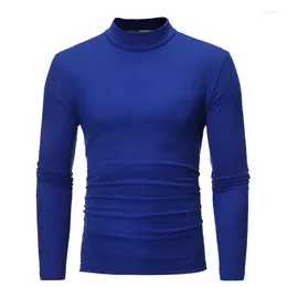 Men's Suits A2738 Collar Fashion Thermal Underwear Men Mock Neck Basic T-shirt Blouse Pullover Long Sleeve Top