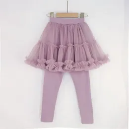 Trousers 2024 Baby Girls Fashion Mesh Ruffles Tutu Skirts Leggings Spring Autumn Kids Girl Elegant Birthday Pants Children Clothes