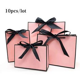 Pretty Pink Kraft Gift Bag Gold Present Box For Pyjamas Clothes Books Packaging Gold Handle Paper Box Bags Kraft Paper Gift Bag 21212M
