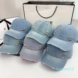 Mens Designer Bucket Hat for Men Women Brand Letter Ball Caps Adjustable Luxury Sports Metal Leather Jeans Blue Baseball Hats Cap