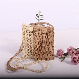 Evening Bags Ladies Vintage Straw Rope Shoulder Vacation Travel Woven Small Purse Handbags Women Casual Mini Crossbody Phone Bag 23065