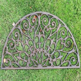 Cast Iron Doormat Half Round Door Mat Antique Decorative Metal Mat Brown Vintage Home Garden Yard Patio Grassland Ornament Crafts 280N