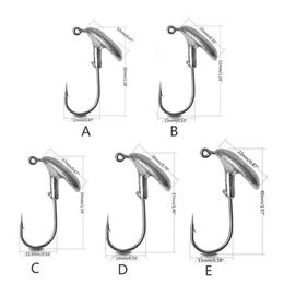 10Pcs Tumbler Lead Jig Head Fishing Hook Set Barbed Fishhook 3 5g 5g 7g 10g 14g Drop Ship251E