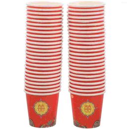 Disposable Cups Straws 100 Pcs Paper For Chinese Wedding Tea Glasses Party Banquet Beverage Drink