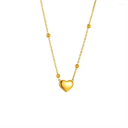 Pendant Necklaces Punk Tiny Heart Female Gold Color Stainless Steel Chain Choker Necklace For Women Jewelry Christmas Gift