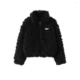Men's Jackets Long Sleeve Fleece Zipper Faux Fur Coat Winter Clothes Women 2023 Fashion Gothic Luxury Outfits For Black Trend