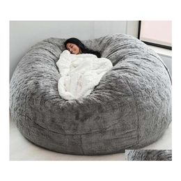 Chair Covers Ers 135150Cm Nt Fur Bean Bag Er Big Round Soft Fluffy Faux Beag Lazy Sofachair Drop Delivery Home Garden Textiles Sas198y