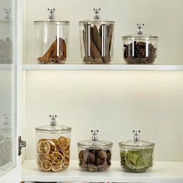 Storage Bottles Tea Leaf Sealed Jar Large Capacity Clear With Bear Handle Airtight Lid For Dry Goods Nuts Cereal