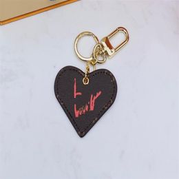 Designer Leather Car bag Keychain Key rings Fashion Heart Love Pendant Stainless Steel Key Chain Pandents Charm Brown Flower Keych294v