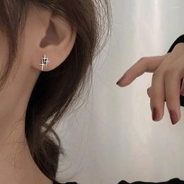 Stud Earrings Geometric Piercing Ear Hoop Earring Jewellery Fine Gift For Women With Minimalist Style And Real Sterling