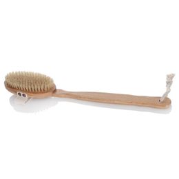 Whole-Natural Bristle Middle Long-handled Bamboo Shower Body Bath Brush Round Head Removable Shower Brush287m