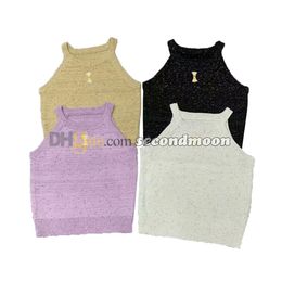 Women Sleeveless Knits Tee Crew Neck t Shirt Woman Luxury Knitted Vest Casual Style Knitwear