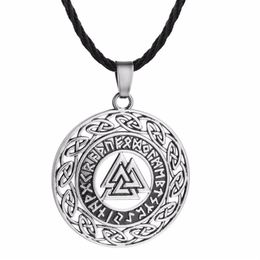 Pendant Necklaces Nostalgia Viking Valknut Scandinavian Norse Runes Amulet Wicca Pagan Mens Womens Necklace Fashion Jewelry2248