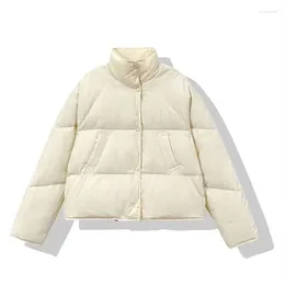 Women's Trench Coats 2023 Winter Short Down Jacket For Women White Cotton Zipper Loose Padded Coat Solid Thickening Warm Puffer Parkas