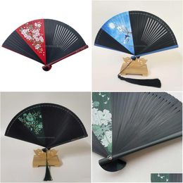 Chinese Style Products Chinese Style Products 18Cm Color Art Craft Hand Fan High Quality Whole Bamboo Folding Gifts For Wedding Party Dhij1