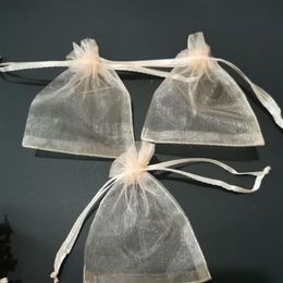 Champagne Jewelry Drawstring Bags Organza Gift Pouches Spices Coffee Christmas Wedding Gift Packing 7x9 9x12 10x15cm Pouches 329T