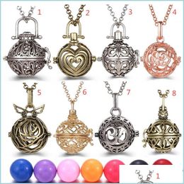 Pendant Necklaces Chime Music Angel Ball Caller Locket Necklace Pendant Vintage Pregnancy Necklaces Aromatherapy Essential Oil Diffuse Dhpxj