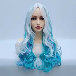 Hot selling new cosplay wigs party dances ice and snow long curly wig sets wig headsets