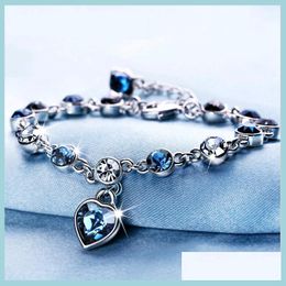 Charm Bracelets Constellation Design Love Heart Charms Bracelet Romantic Crystal Elements Charm Sier Bracelets Jewellery Women Valentine Dhigl