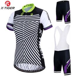 X-Tiger Women Cycling Jersey Set Summer Anti-UV MTB Bike Cycling Clothing Suit Breathable Bicycle Clothes Suit228Q