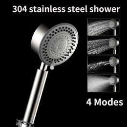 Bathroom Shower Heads 4 Modes Stainless Steel Head Fall Resistant Handheld Adjustable High Pressure for Water Saving Rainfall 231205