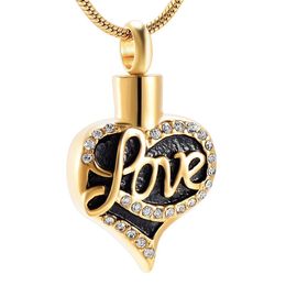 IJD9884 Crystal Heart Stainless Steel Cremation Ashes Urn Necklace Souvenir Love Keepsake Memorial Pendant Jewelry321b