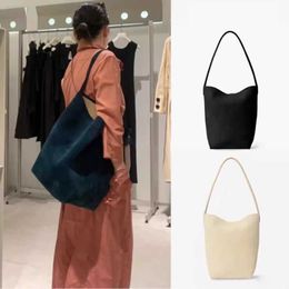 The Row R000ow1 N/s Park Suede Tote the Bucket Bag with Large Capacity Suede One Shoulder Casual Solid Color Niche Package 231205