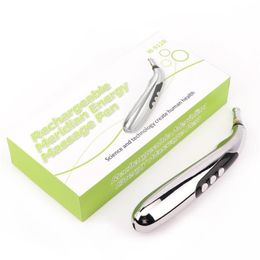 Rechargeable Acupuncture Pen Electronic Meridian Energy With 3 Head Laser Massager Relief Pain Back Body Relax Electric Massagers199O