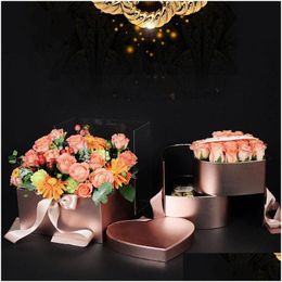 Gift Wrap 2021 Heart Shaped Double Layer Rotate Flower Chocolate Gift Box Diy Wedding Party Decor Valentine Day Packaging Case Drop De Dh0Uw