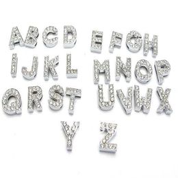 8mm 10mm A-Z Alphabet 0-9 Numbers Zinc Alloy Slider Letter Charms Symbol Full Rhinestones Mixed 130pcs333e