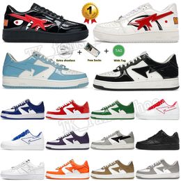 OG Skateboarding SK8 Bapestar Outdoor Star shoe Shark White Face Black Patent Leather White Blue White Red for men Women Sneaker A Bathing Ape platform Trainers 36-47