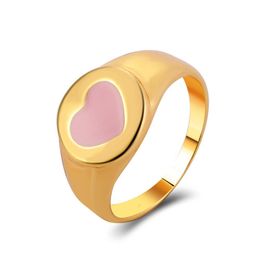 Band Rings Vintage Golden Heart Set For Women Fashion Pink Green Colour Resin Love Ring Wholesale Jewellery Drop Delivery Dhhjn