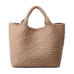 Evening Bags Handmade Woven Shoulder Bag for Women Vegan Leather Tote Bag Large Beach Travel Handbags and Purses Designer Basket B273O