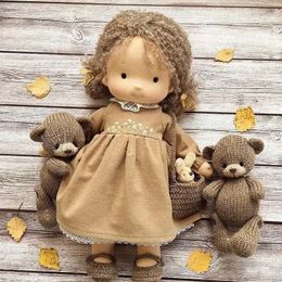 Dolls 30cm Waldorf Cute Plush Doll Girl Soft Stuffed Doll With Golden Curly Hair Diy Children's Companion Friends Birthday Gifts 231204