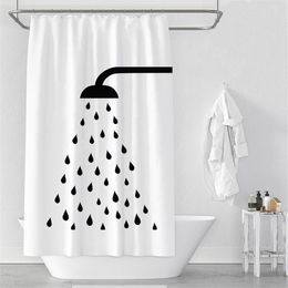 Waterproof Thicken White Polyester Shower Curtains Minimalist Bathroom Curtains Shower Head Print Bath Shower Curtain280L
