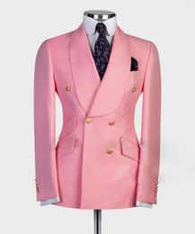 Men's Suits 2023 Suit For Mens Groom's Wedding 2 Pieces Slim Fit Blazer Wide Shawl Lapel Luxury Men Custom Made Tuxedo Gold Button