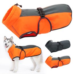 Dog Apparel Waterproof Dog Vest Clothes Warm Padded Pet Winter Clothing Jacket Coat Large Dogs Labrador Outfit With Reflective Nylon Rope 231205