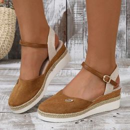 Sandals S Closed Toe Wedge For Women Summer Buckle Strap Gladiator Shoes Woman Fashion Espadrilles Platform 2023