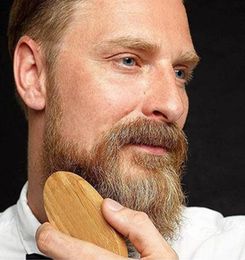 Practical Boar Hair Bristle Beard Moustache Brush Military Hard Round Wood Handle Antistatic Peach Comb Hairdressing Tool for Men9321790