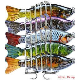 10cm 15 5g Multi-section Fish Hook Hard Baits & Lures 6# Treble Hooks 5 Colours Mixed Plastic Fishing Gear 5 Pieces lot H-2228w