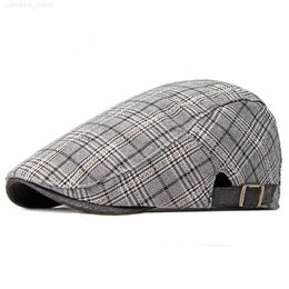 Beanie/Skull Caps Plaid Flat Cap Berets Men Gatsby Newsboy Hat Women Cabbie Ivy Cap Herringbone Painter Peaked Hat Forward Visor AdjustableL23125