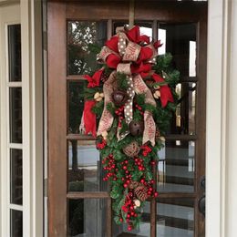 Decorative Flowers Wreaths 60CM Christmas Tree Hanging Upside Down Door Decoration Home Party Wedding Garland Window Deco Craft Year 231205