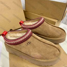 Tasman Terlik Kestane Kürk Slaytlar Koyun derisi Shearling Tazz Mules Kadın Erkekler Ultra Mini Platform Ugh Uggliss Boot Slip-On Ayakkabılar Süet Üst Konfor Sonbahar Wint