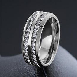 ZORCVENS Trendy Stainless Steel Crystal Zircon Engagement Rings For Men Wedding Jewelry Accessories Gift Fashion Men Rings266m