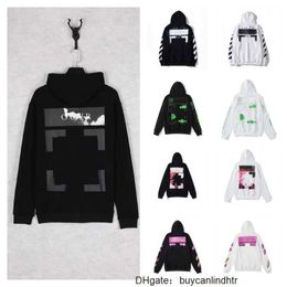 Designer Luxury Off Style Trendy Fashion Sweater Paint Arrow Crow Stripe Loose Hoodie Men and Women Casual Harajuku Pullovers Streetwear Offs White sweatshirt Q0FB